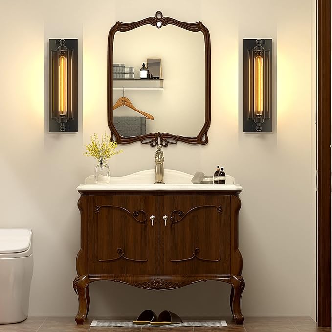Licperron Sconces Wall Lighting, Industrial Black Wall Sconces Antique Wall Light Fixtures for Bedside, Bar, Restaurant, Hallway, Indoor&Outdoor Decor, E26 & E27 Bar Lights, UL Approval, 2 Pack