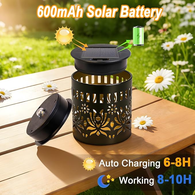 4 Pack Solar Fence Lights, Metal Solar Powered Outdoor Wall Lights with Flower Pattern,Waterproof Deck Step Lights for Garden Patio Backyard Decor, Unique Gardening Gifts for Women Mom Grandma