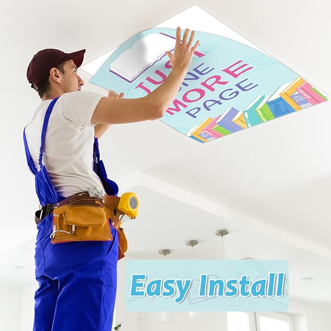 6 Pcs Colored Reading Fluorescent Light Covers for Classroom Back to School Ceiling Lights 4 x 2 Feet Magnetic Light Cover Filter Easy Install for Office Hospitals Home Supplies(Colorful Reading)
