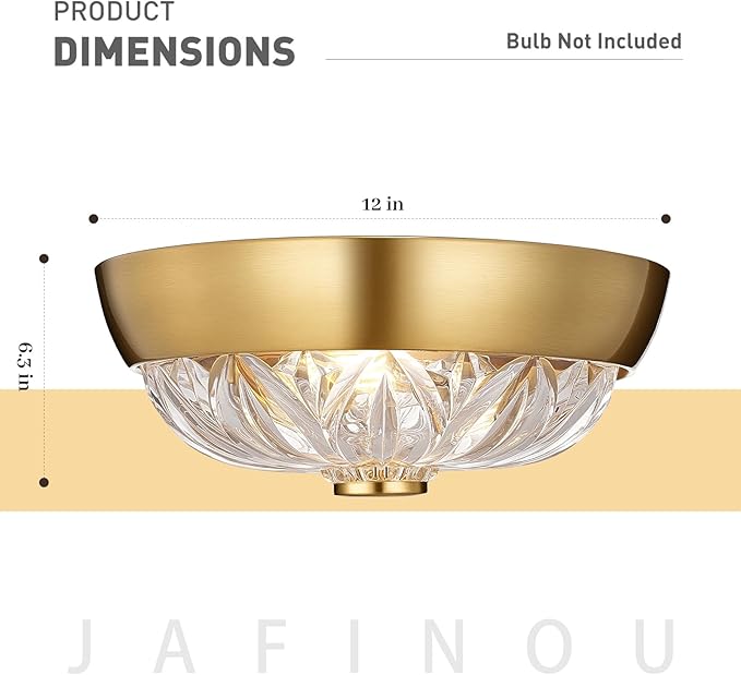Gold Semi Flush Mount Ceiling Light, 2-Light Modern Close to Ceiling Light Fixture, Aluminum Glass Indoor Outdoor Ceiling Lamp for Bedroom Kitchen Hallway Foyer