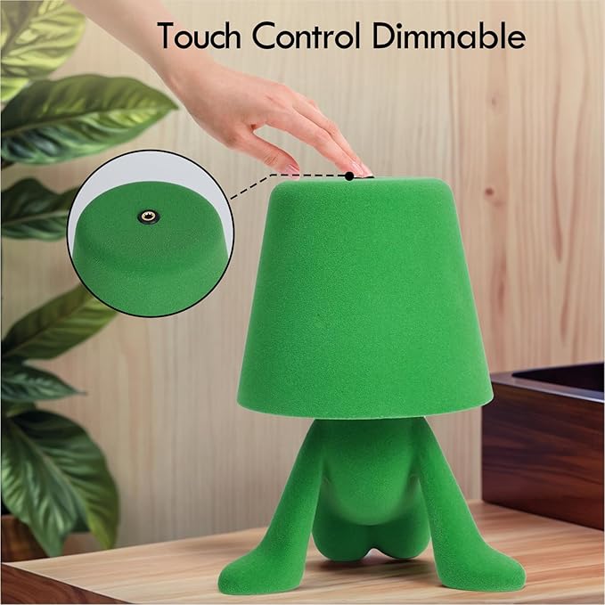 Bedside Touch Control Table Lamp, Golden Decor Thinker Statue LED Table Lamp With USB Port, 3 Way Dimmable Modern Night Light Nightstand Lamp For Home Living Room Office Shelf Decor (light green-B)