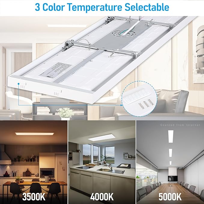 LEONLITE 120-277V 1x4 LED Flat Panel Light Surface Mount, 50W/40W/30W, 5500LM, 4 Ft. Ceiling Lighting, 0-10V Dimmable Flush Mount Panel Ceiling Light, 3500K/4000K/5000K, Built-in Driver, UL, White