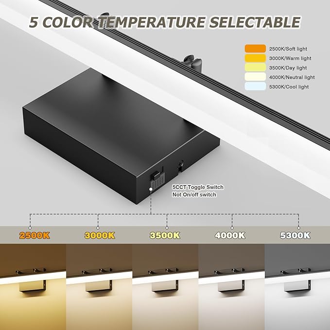 Black Vanity Light 31.5" Long 24W LED Bathroom Light Bar with 5CCT Adjustable Modern Bathroom Vanity Light Fixture for Mirror, Powder Room, Bedroom, Apartment, Hotel