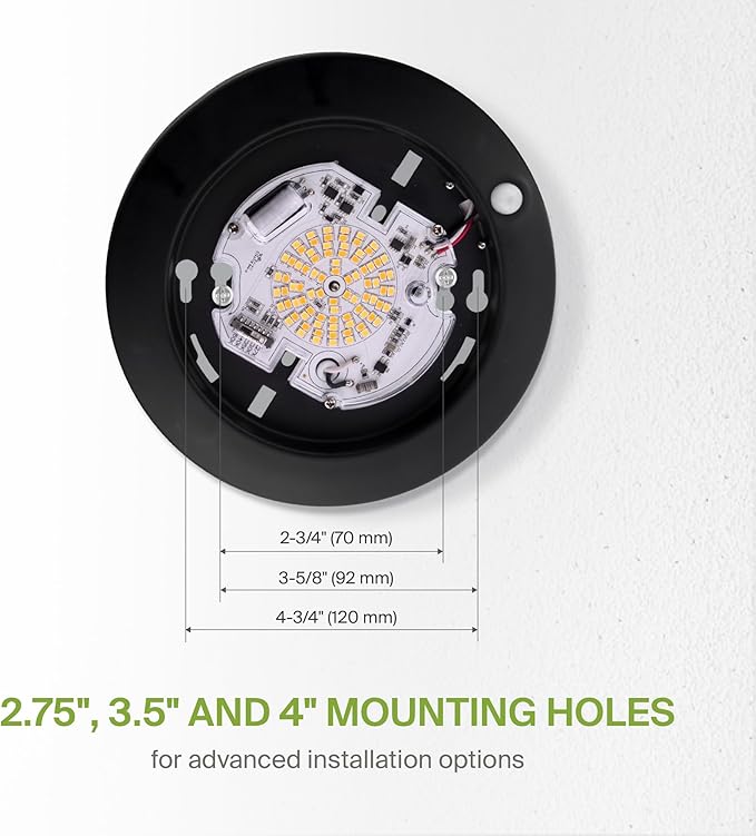ASD 6 Inch Motion Sensor LED Disk Lights - 15W 120V 2700-5000K Black Dimmable Flush Mount Ceiling Light Fixture, Low Profile Surface Mount Disc Lights, Junction Box & Can, ETL, Energy Star, 6 Pack