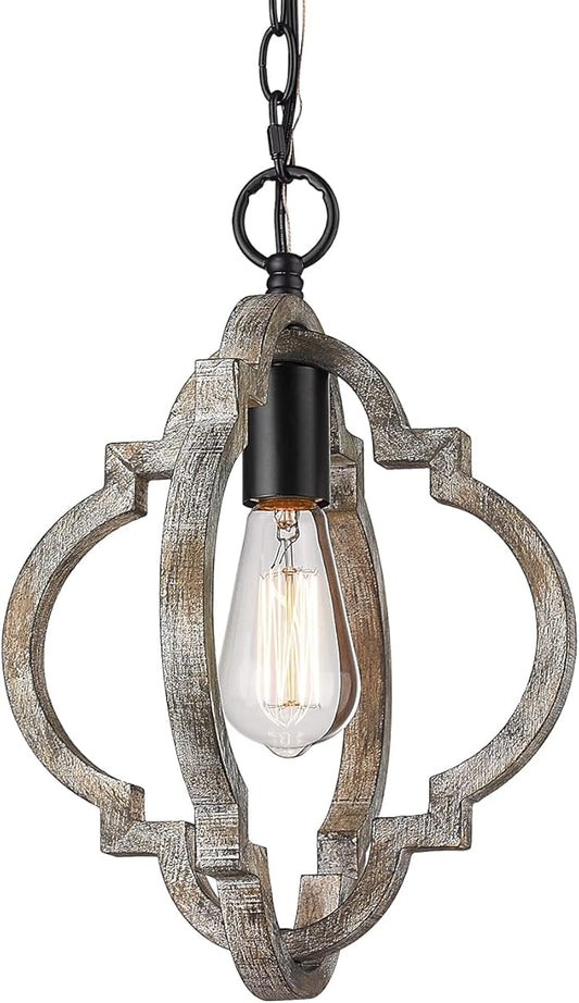 Farmhouse Pendant Lights, Wood Dining Room Light Fixtures, Adjustable Height Hanging Pendant Lights for Kitchen Island, Foyer, Entryway