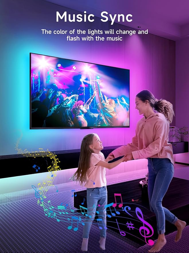 KANTUTOE LED Lights for TV, 16.4ft TV LED Backlight for 45-75 Inch TVs, RGB TV Backlight Behind with Music Sync, Smart APP and Button Control Strip Lights USB Powered for Bedroom/Gaming