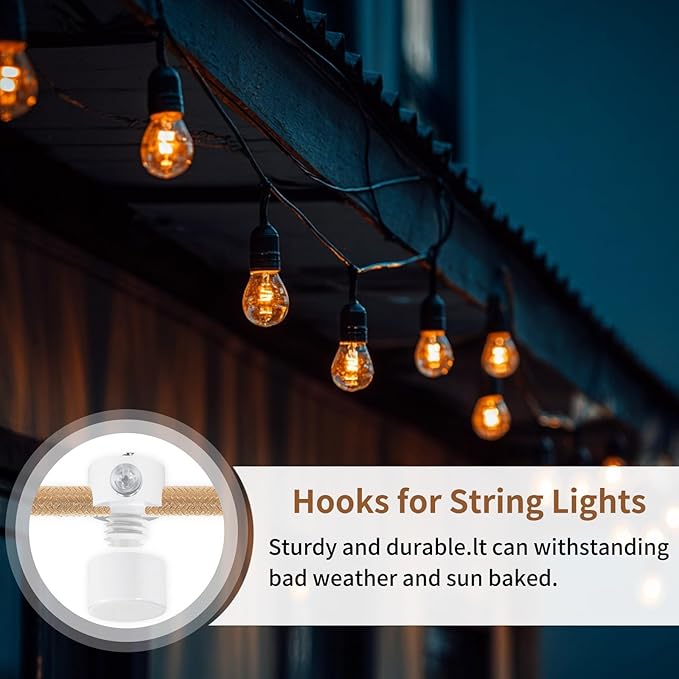 Upgrade 0.46’’ Big Hole Ceiling Hooks for Hanging Lights，Aluminum Ceiling Hook for Light Fixture, White Adjustable Swag Hook, Pendant Lights Hook, Swag Hooks for Hanging Lamp Shades (6 Pack)
