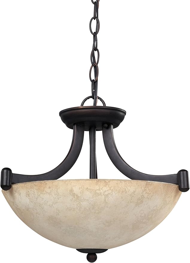 Canarm ICH375A03RA14 3 Light Warren Dual Large Pendant Light Fixture, Bronze