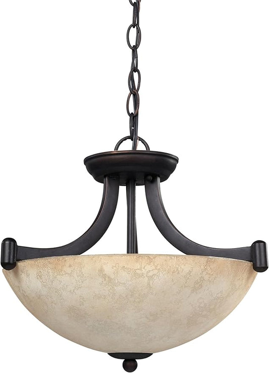 Canarm ICH375A03RA14 3 Light Warren Dual Large Pendant Light Fixture, Bronze