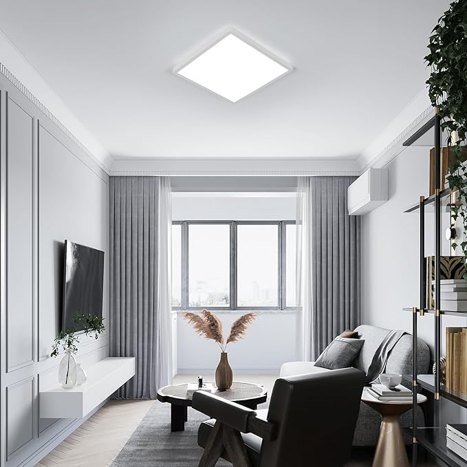 12 inch Flush Mount LED Ceiling Light Fixture, 6500K Daylight White Square LED Ceiling Light, Slim Flat Panel Light for Laundry Room, Bedroom, Kitchen, Living Room, Closet (6 Pack)