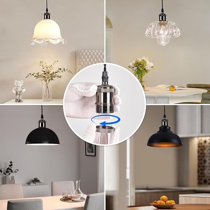 H Track Pendant Lights, H Type Track Lighting Pendants Lights Fixtures with E26 Lamp Holder, Retro Vintage Style, Max Length 39.37 inch, Black 3 Pack(Bulbs Not Included)
