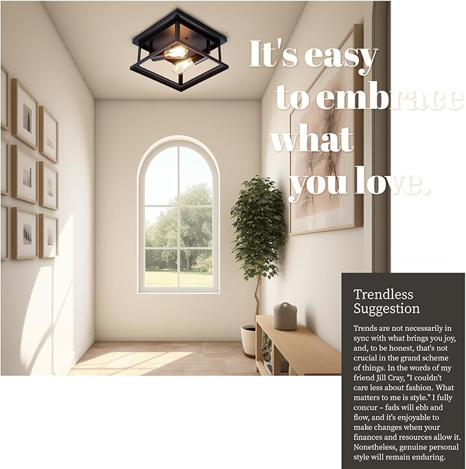 Hamilyeah Black Flush Mount Ceiling Light Fixture Bedroom, Farmhouse Kitchen Lights Ceiling, Outdoor Close to Ceiling Light Fixtures for Porch Patio Hallway