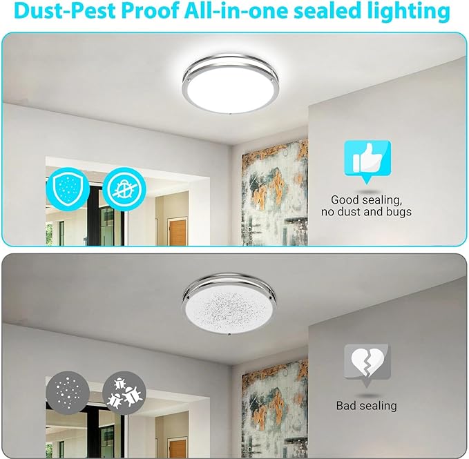 libtit 10Inch Flush Mount Ceiling Lights, 18W Dimmable LED Ceiling Light 3000K-6500K Adjustable, Brushed Nickel Light Fixture for Closet Pantry Hallway Kitchen Bathroom-1 Pack