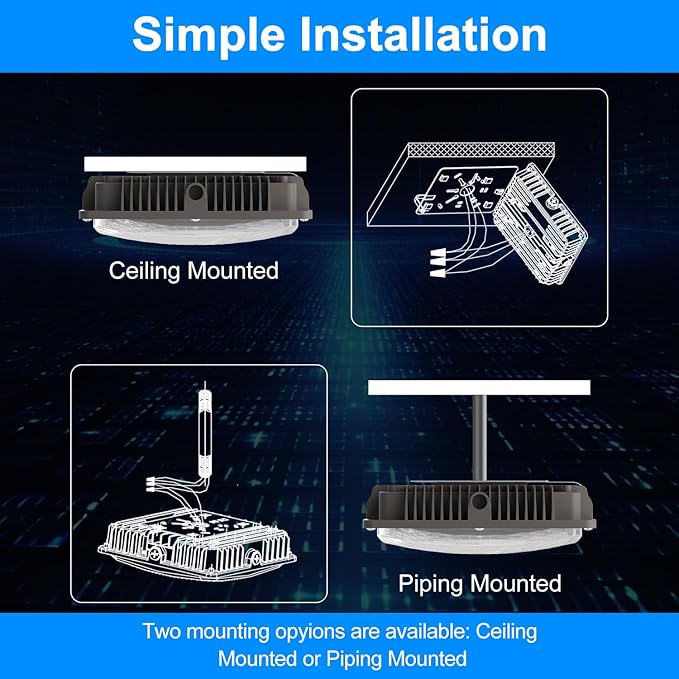 LED Canopy Light 60W, 9000LM LED Canopy Lights Outdoor, 5000K Daylight Square Canopy Gas Station Light for Carport Shop Garage Warehouse Porch Hotel Building Entrances UL Listed, 4 Pack