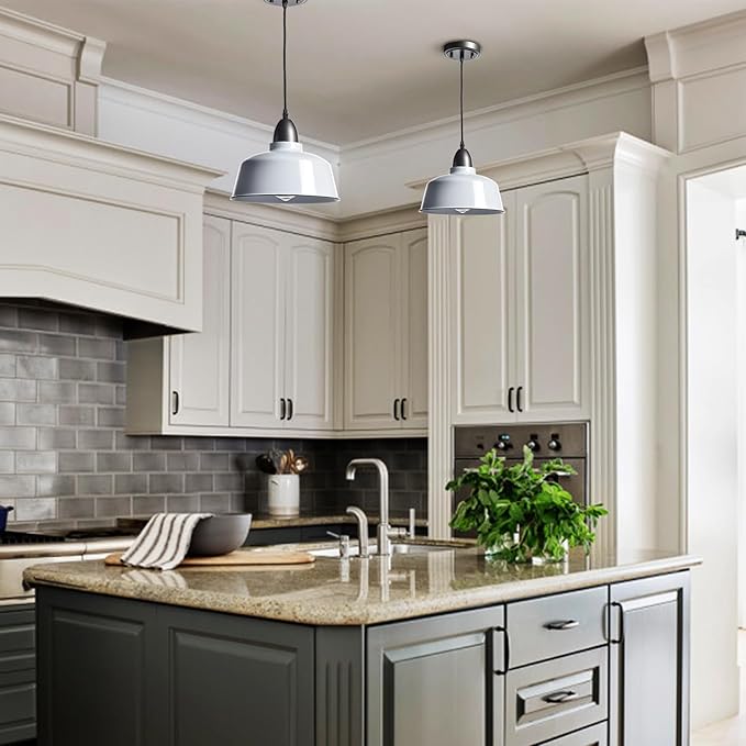 Modern Farmhouse White Pendant Light Fixture Macarons Dome Kitchen Island Pendant Lights for Home Bar Countertop Canteen Dining Room Restaurant Bedroom Bathroom
