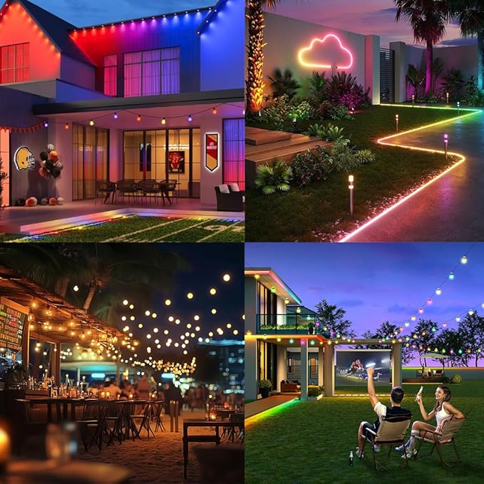 IP65 Waterproof LED Controller, ESP32 WLED WiFi APP Control, Outdoor Music Sync Light Controller, DC5-24V, for WS2812B RGBIC RGBW LED Strip Lights(2 Channel)