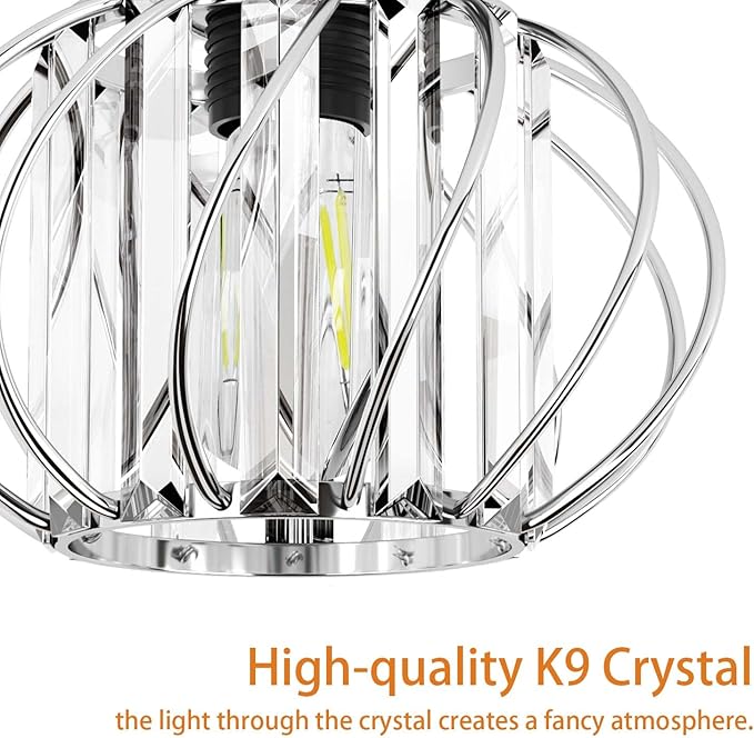 FRIDEKO HOME Crystal Ceiling Light Fixture - Crystal Chandelier Small Semi Flush Mount Ceiling Light Modern Lights Ceiling Mount for Hallway Kitchen Entryway Bedroom Bathroom (2 Pack, 7.48 Inch)