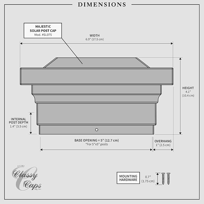 Classy Caps Regal Solar Post Cap (White, 5"x5")