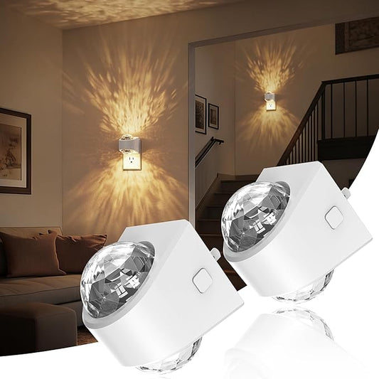 JandCase Night Lights Plug into Wall, 2 Pack 3000K Soft White Star Projector Night Light, Automatic Galaxy Nightlight Plug in with Light Sensor for Bathroom Hallway Room Decor