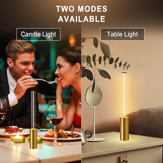 Portable Cordless Lamp, 3-Way Touch USB Rechargeable Battery Operated Table Lamp, Minimalist Small Lamp for Bedside and Kitchen, Ambient Light for Dining and Bar, Gold