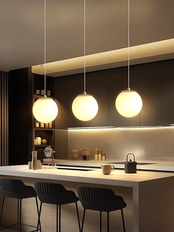 ykolupty Pendant Lighting Gold Globe Pendant Light Fixture,Mid Century Chandelier 1-Light Hanging Fixture for Kitchen Island,Adjustable Length Indoor Lighting for Dinning Room Bedroom