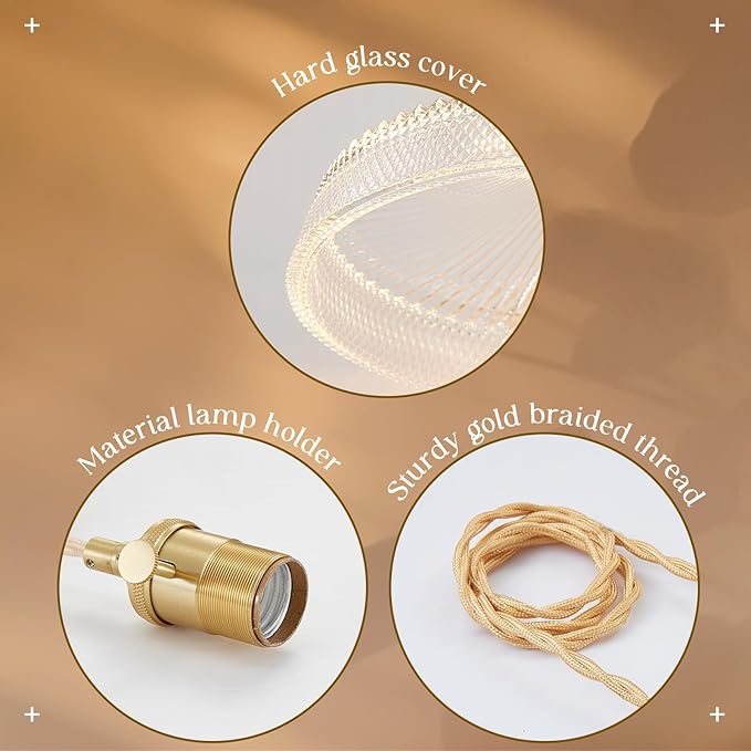 Plug in Pendant Light,9.1 Inch Glass Lampshade 14Ft Hanging Lights with Plug in Cord On/Off Switches Industrial Pendant Lights with Plug in Cord for Bedroom