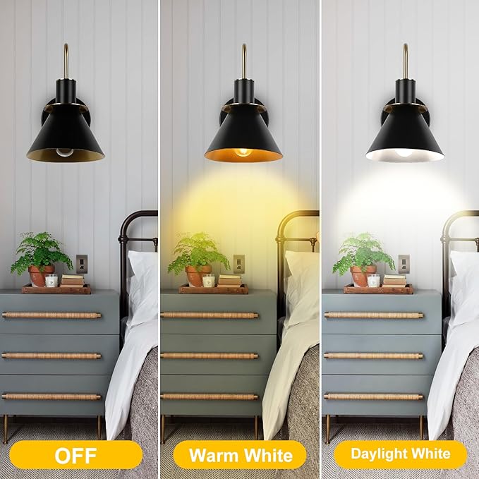 WILON Gold and Black Wall Sconces Set of Two, Modern Farmhouse Wall Light Fixture, Industrial Indoor Wall Lamp for Bathroom Kitchen Sink Bedroom Living Room Bedside Hallway