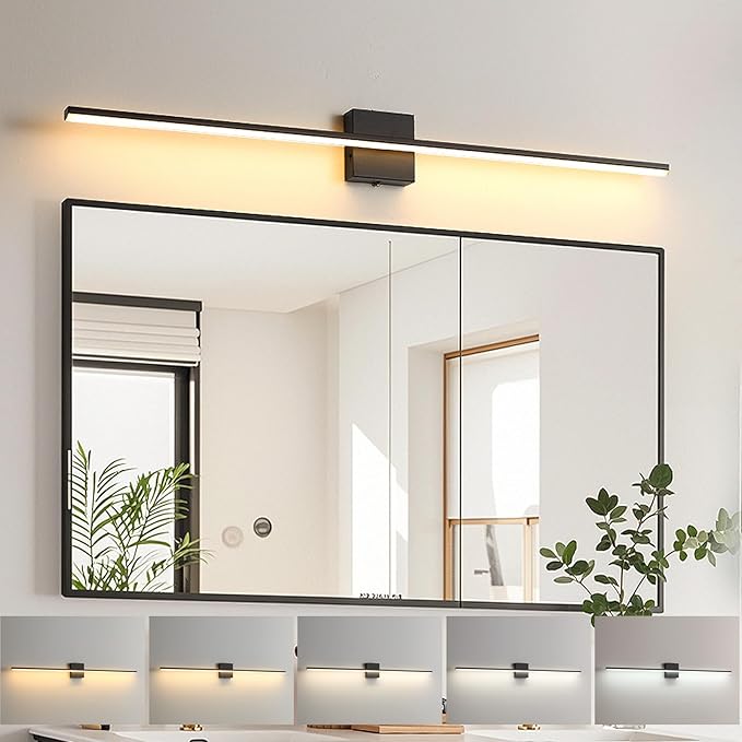 Modern Bathroom Vanity Light 40 Inch, 23W Black Bathroom Light Fixture Over Mirror, Dimmable 5CCT LED Wall Sconce Lighting for Restroom Mirro
