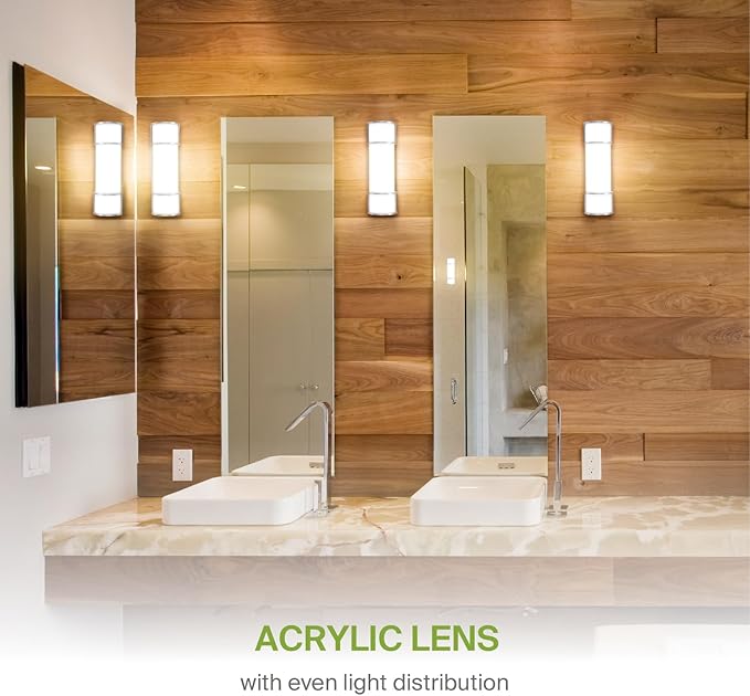 ASD LED 18" Vanity Flush Mount Light Fixture, Linear Bathroom Lighting Bar | 3CCT, Dimmable, Energy Star, ETL Listed | 20W 1650LM 3000-5000K 120V | Long Tube Bath Wall Sconce Over Mirror | Nickel