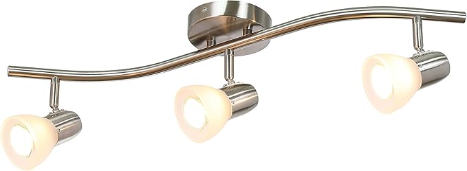 XiNBEi Lighting Track Light, 3 Light Kitchen Track Lighting, Modern S-Shaped Ceiling Track Light Bar Brushed Nickel Finish XB-TR1223-3-BN