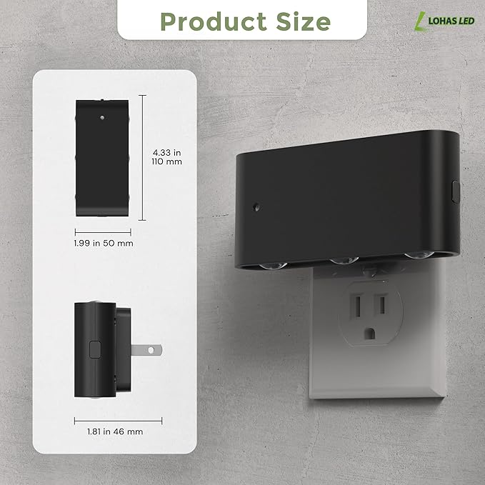 L LOHAS LED Night Light, Dimmable Modern LED Night Lights Plug into Wall,Dusk to Dawn Sensor Night Lights for Kid, 2000K/3000K/5000K Nightlight for Hallway Bedroom Stairway