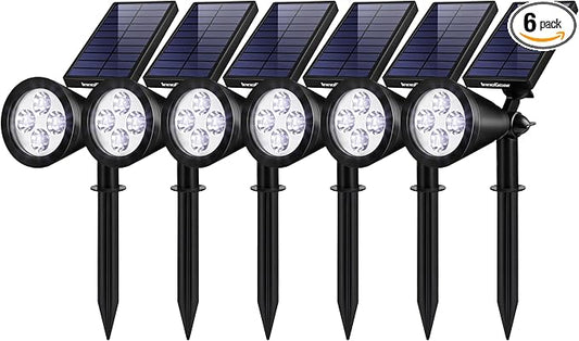 InnoGear Solar Lights Outdoor Lighting Waterproof Landscape Spotlights Uplighting for Outside Flag Garden Trees Yard Pathway Wall Auto On/Off, Pack of 6 (Cool White)