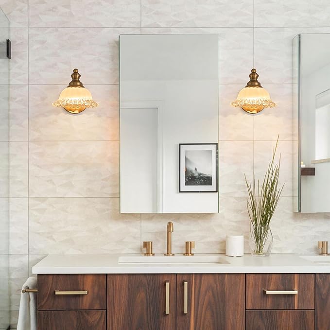 XIEDUN Vanity Light Brass Wall Sconces Vintage 1-Light Bathroom Sconces