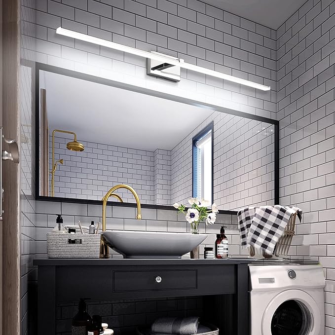 ZUZITO 48 inch Vanity Lights - Chrome Bathroom Light Over Mirror Dimmable Modern LED Vanity Lighting Fixtures Cool White 6000K
