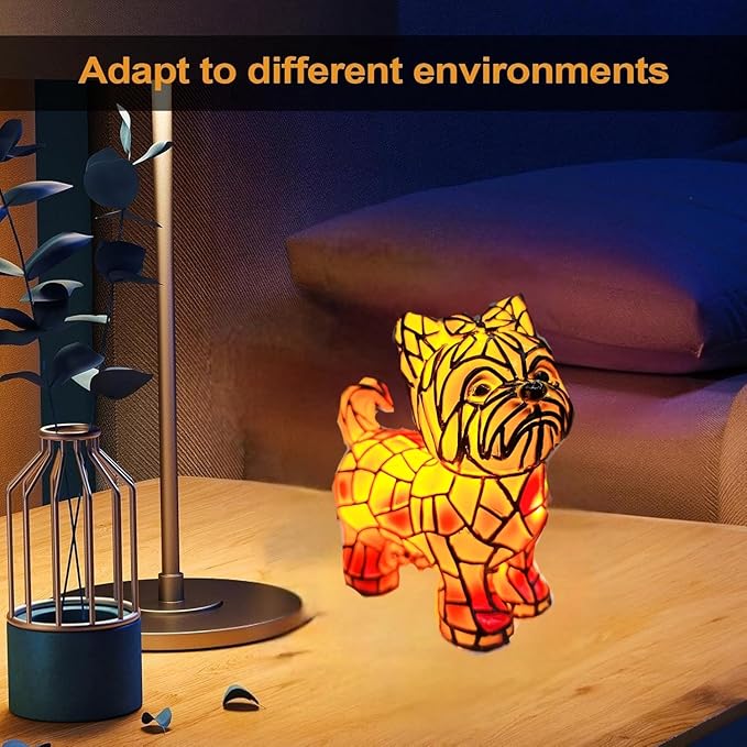 Retro Yorkshire Terrier Dog Colorful Resin Dog Table Lamp,3D Cute Pet Dogs Themed LED Night Lamp，Perfect Gift for Pet Lovers Retro Dachshund Dogs Design Home Decor Lighting(Yorkshire Terrier)