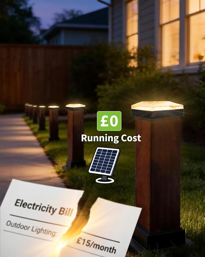 4x4 Post Solar Lights, 3 Colors Fence Light Solar Powered, 2 Brightness Solar Post Cap Lights Waterproof for Wood/Vinyl Posts, Garden, Patio, Deck, Hammered Light, 4 Pack