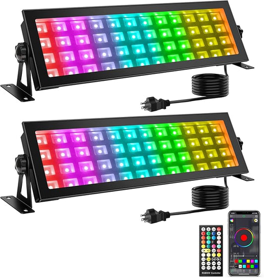 LED Stage Wash Light Bar: 96W RGBCW DJ Light Bar - IP66 Waterproof Dimmable Outdoor Stage Light - APP & Remote Control - Easy Setup for Festival Events Landcape Home Decoration