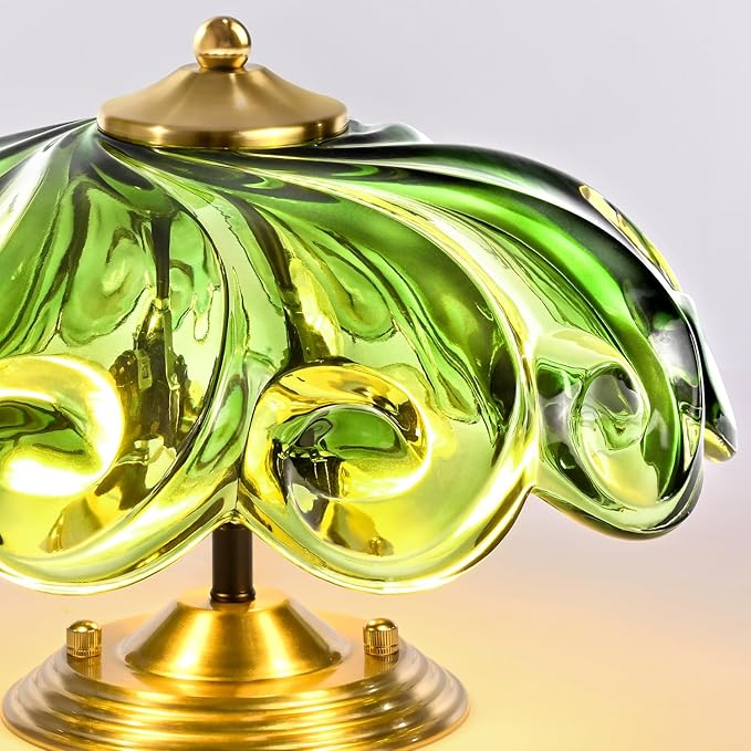 HuixuTe Modern Semi Flush Mount Ceiling Light, 3-Light Gold Close to Ceiling Light Fixture with Green Glass Shade for Living Room Entryway Bedroom