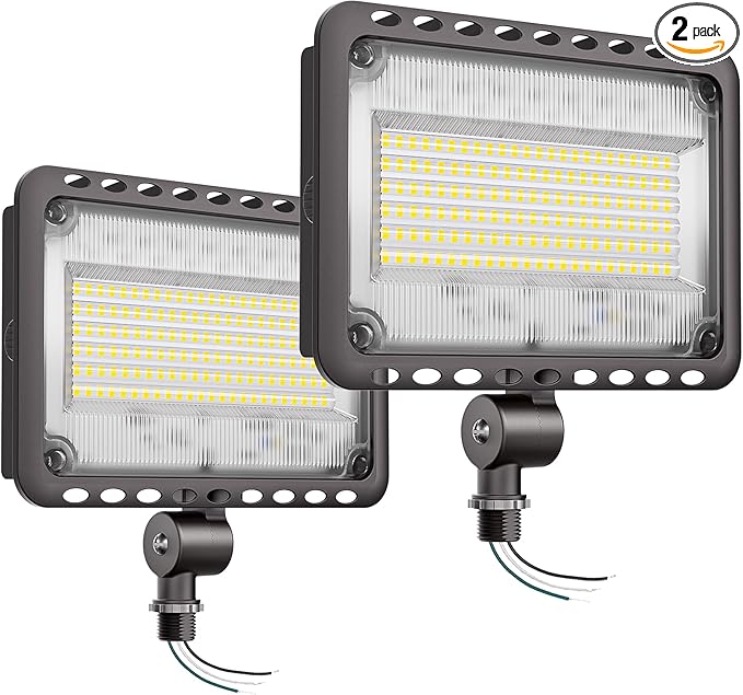 CINOTON 120W LED Flood Lights Outdoor, IP65 Waterproof Exterior Security Wall Lights with 180°Knuckle, 16800LM 120V Outside Aluminum Lighting Fixture for Courtyard Barn Garage 5000K 2 Pack, UL Listed