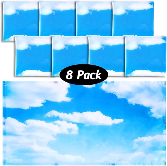 Patelai 8 Pack Fluorescent Light Covers for Classroom Ceiling 4 x 2 Feet Magnetic Light Covers Filter for Office School Drop Ceiling Supplies(Sky Style)
