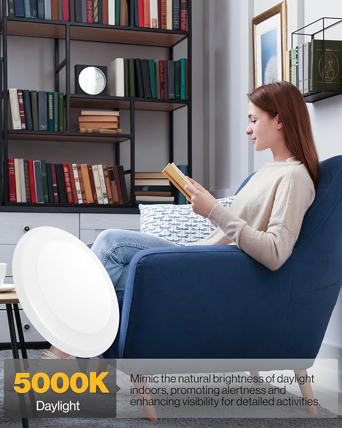 Sunco 6 Pack LED Disc Lights Ceiling 6 Inch, Flush Mount Disk Light, Recessed Can Lighting, 1050 LM, 15W (75W Equivalent), 5000K Daylight, Dimmable, Damp Rated ETL