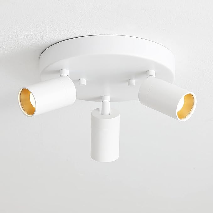 Shura - Round 3-Light White Integrated LED Ceiling Light w/ Rotatable Heads, Adjustable Flush Mount Ceiling Light, 3000K, 1365 Lumens