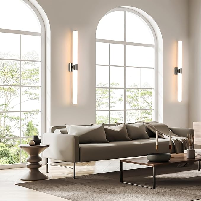 Modern Wall Sconce 39 Ihch Brushed Nickel Bathroom Sconces LED Wall Lighting Fixtures with Acrylic Shade Hardwired Long Vanity Lights Over Mirror for Bedroom Living Room Hallway