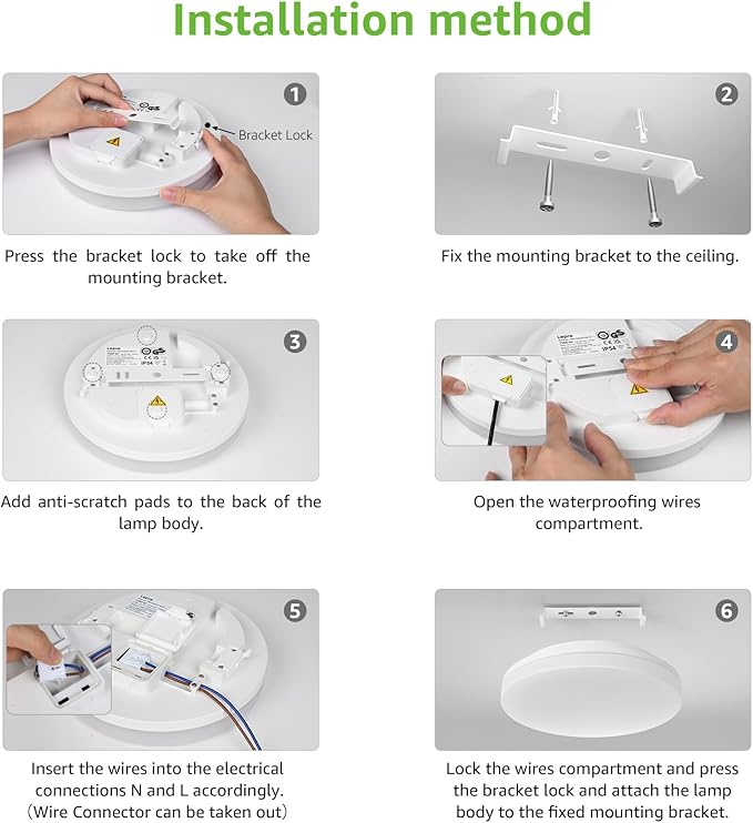 Lepro 8.7 inch Flush Mount LED Ceiling Light for Bathroom, Waterproof, 5000K Daylight White, 1500 LM 15 watt, 120 watt Equiv. Round Flat Low Profile Ceiling Fixture for Laundry, Kitchen, Hallway