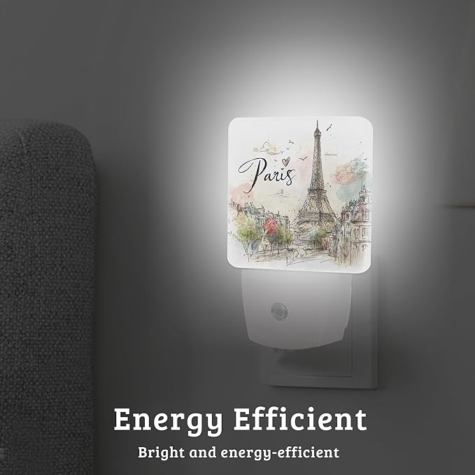Paris Eiffel Tower Night Light, Dusk to Dawn Nightlight with Auto Sensor Lamp Home Indoor Stairway Kitchen Corridor, Night Lights Plug Into Wall Decorative for Boys Girls Women Men Room Gifts