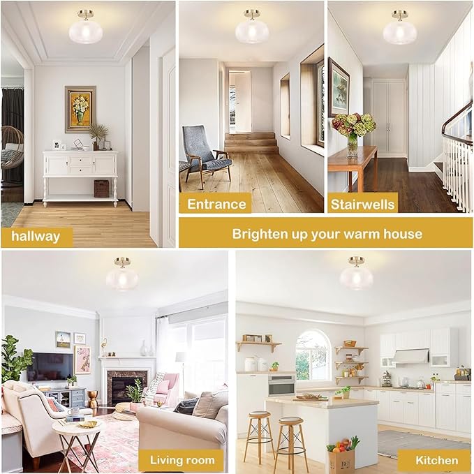Semi Flush Mount Ceiling Light,Hallway Light Fixtures,Vintage Light Fixtures,Kitchen Lighting Fixtures Ceiling,Globe Glass Light Fixture,Closet Light Fixture,Hanging Light Fixture for Bedroom Porch