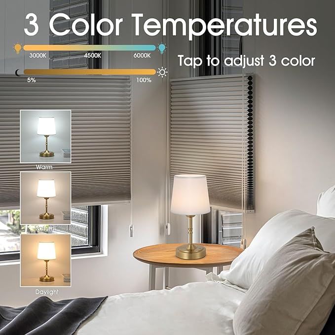 Vintage Gold Cordless Table Lamp with Remote and Touch Control, Wireless Small Led Battery Powered Rechargeable Portable Table Light, Dimmable 3 Color Mini Desk Lamp for Home Patio, 2Pack