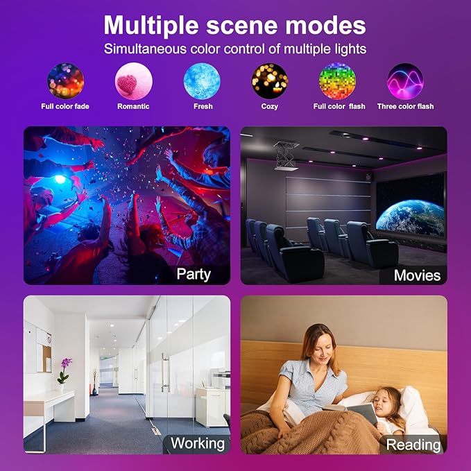 Black 5/6inch Color Changing LED Can Lights,12Pack Retrofit LED Recessed Lighting,13W 1050LM Smart Recessed can Light,Compatible with Alexa,Bluetooth APP Control,for Bedroom Kitchen Livingroom
