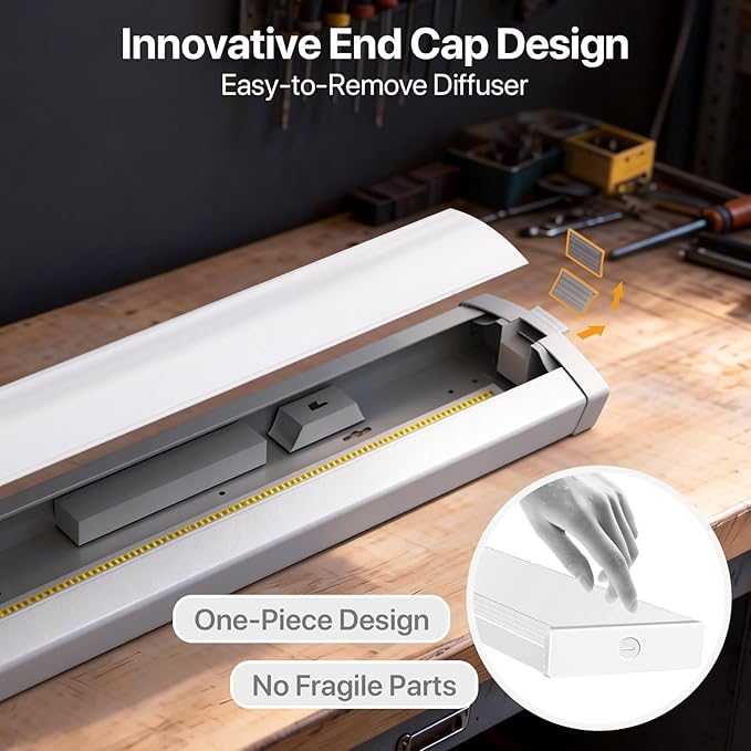 4ft LED Wraparound Light, 60W/50W/40W Selectable, 6600LM 5000K Daylight, Linkable Hardwired LED Light Fixture, High Efficacy 110LM/W, ETL Listed Linear Fixture, 1 Pack