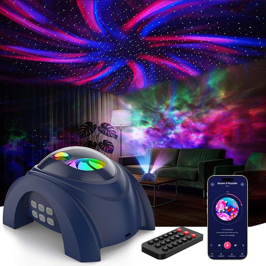Rossetta Dual Lens Galaxy Projector, Star Projector for Bedroom with White Noise & Bluetooth Speaker, Remote, Timer, Aurora & Nebula Night Light for Easter, Party, Yoga, Gifts for Kids Adult Teen